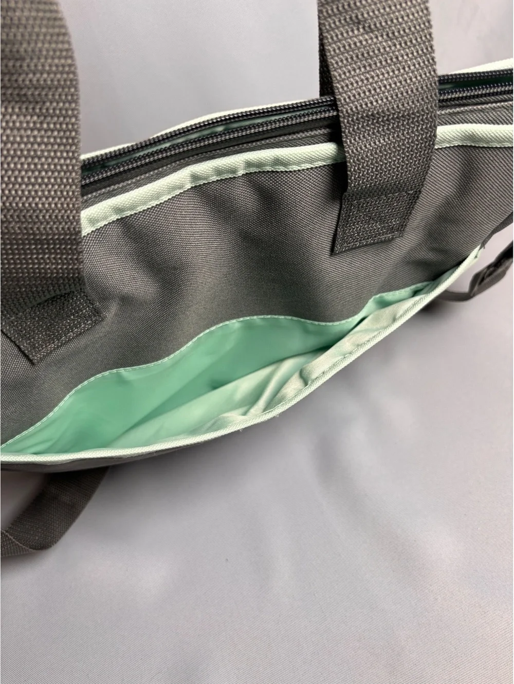 Baby Boom Gray and Mint Owl Print Diaper Bag with Changing Pad